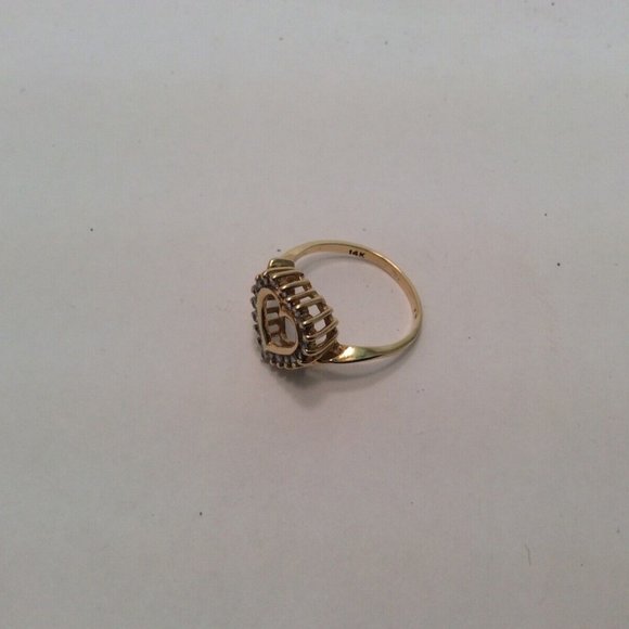 14K Yellow Real Solid Gold Heart Diamond Lady Ring Band Size 6   2.4gr  .40ct - Picture 3 of 7